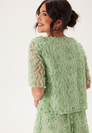 3D Flower Short Sleeve Blouse