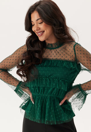 Dotted Mesh L/S Blouse