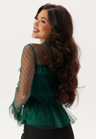 Dotted Mesh L/S Blouse