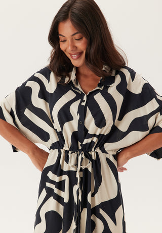 Drawstring Viscose Shirt Dress
