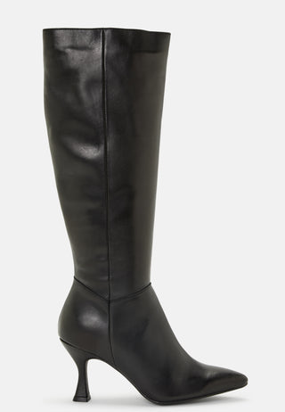 Leather Pointy High Heeled Boots