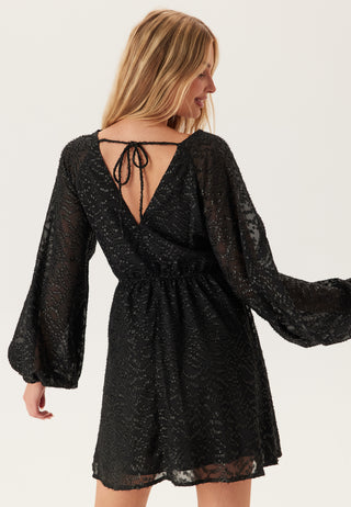 3D Lurex Raglan Sleeve Short Dress