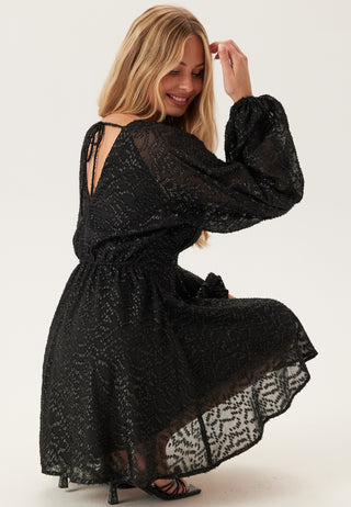 3D Lurex Raglan Sleeve Short Dress