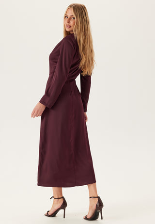 Satin High Collar Midi Dress