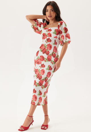 Volume Sleeve Midi Dress