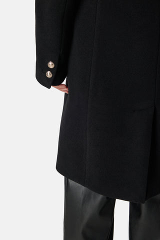 Fur Collar Wool Blend Coat
