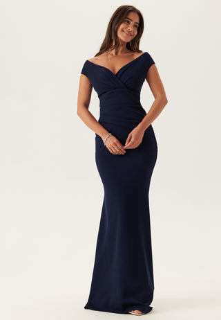 goddiva-bardot-pleat-maxi-dress-navy