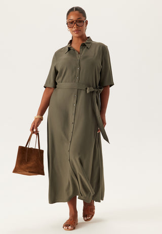 Viscose Belted Shirt Dress