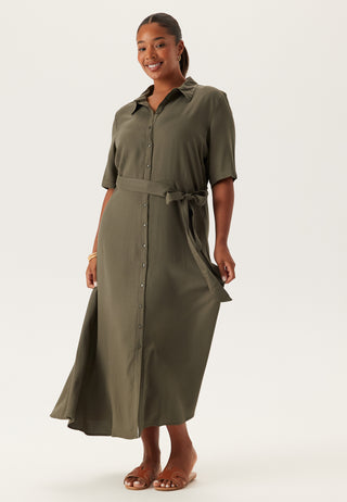 Viscose Belted Shirt Dress