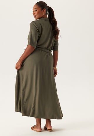 Viscose Belted Shirt Dress