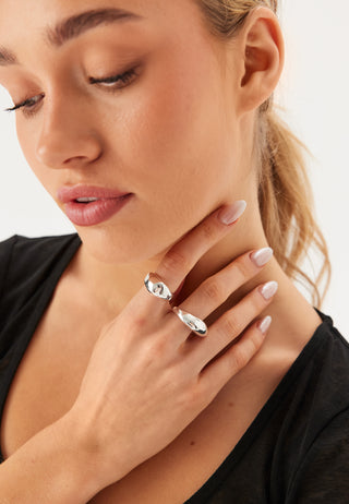 Dune Rings, 2-in-1 Set, Silver