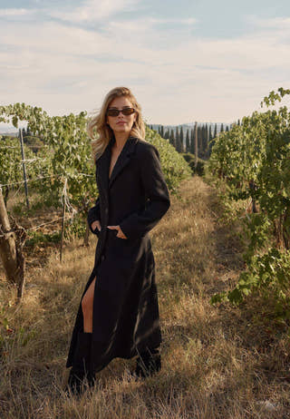 Shaped Wool Blend Coat