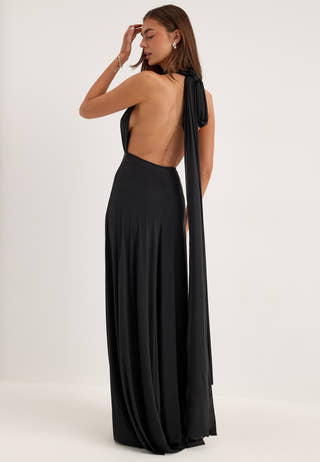 Multi Tie Maxi Dress Black