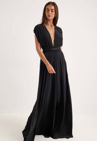 Multi Tie Maxi Dress Black
