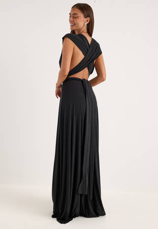Multi Tie Maxi Dress Black