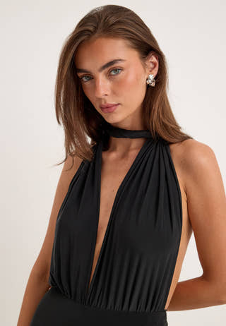 Multi Tie Maxi Dress Black