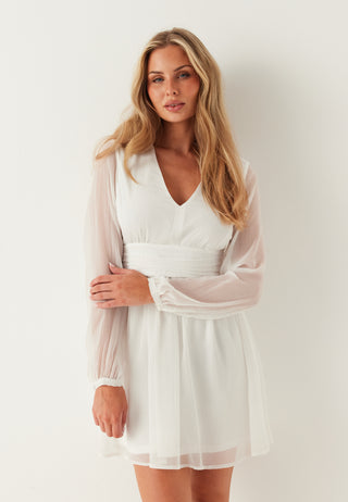 Tie Back L/S Chiffon Dress