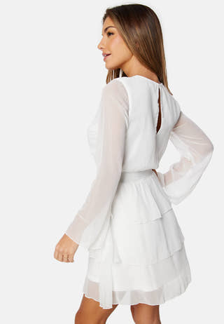 Frill L/S Chiffon Dress