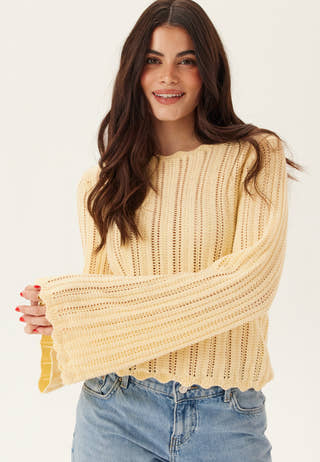 Boat Neck Structure Knitted Sweater