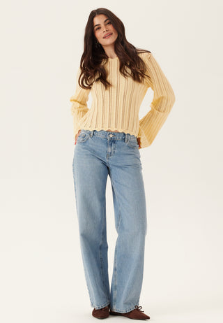 Boat Neck Structure Knitted Sweater