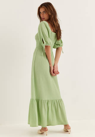 smock maxi dress with sleeves Bubbleroom – Smock Maxi Dress – Dresses – Green