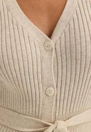 Rib Knitted Cardigan Dress White