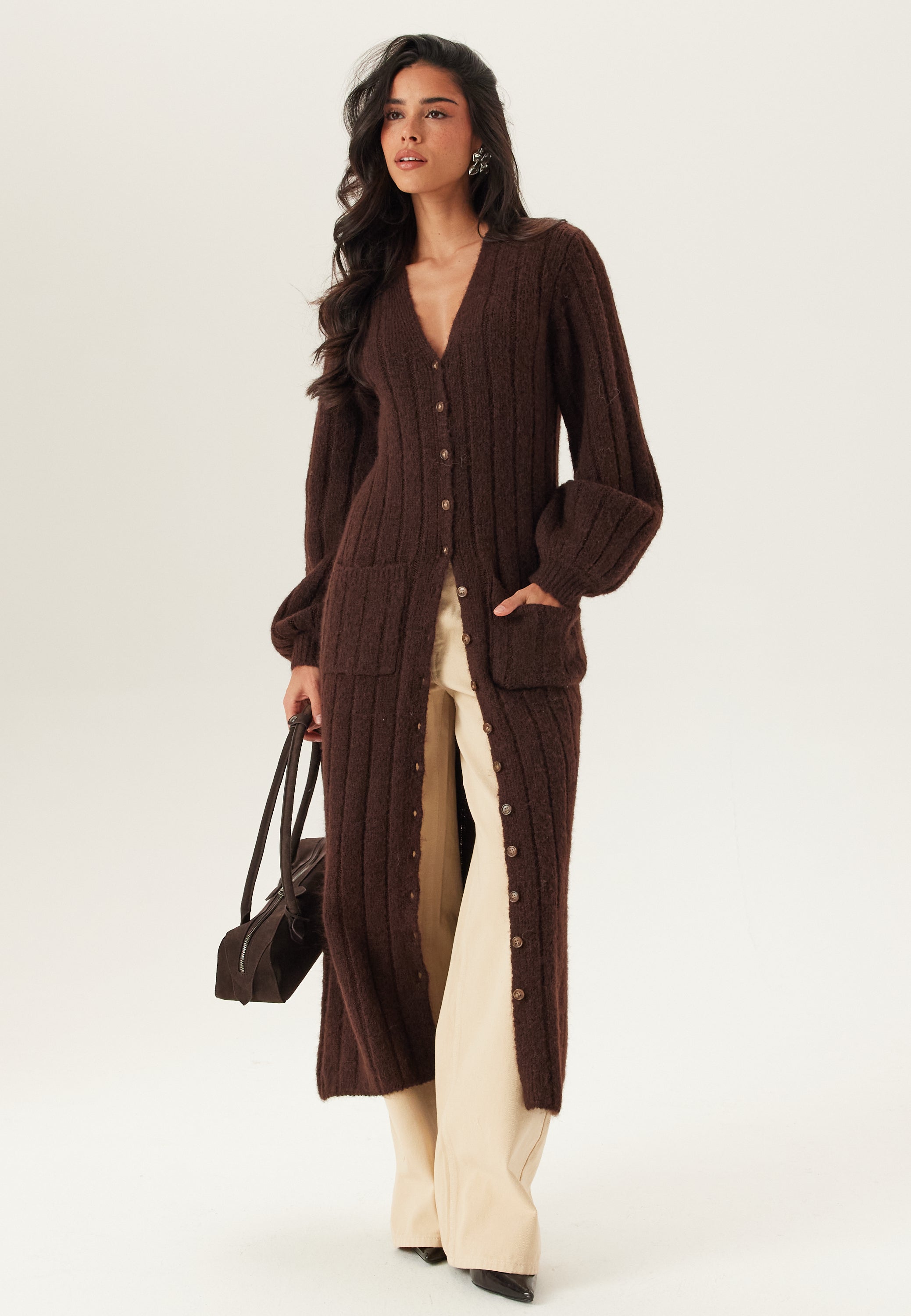 Happy holly – Knitted Cardigan Dress – Brown – Brown