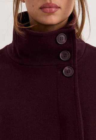 High Neck Short Coat Red