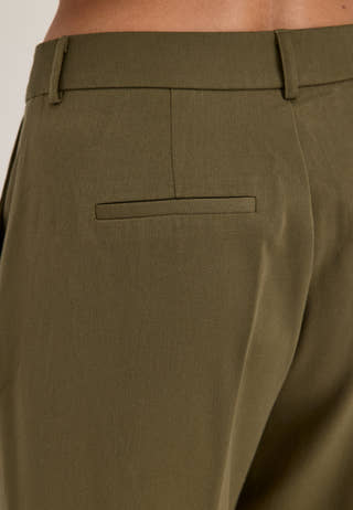 Straight High Waist Suit Trousers Green