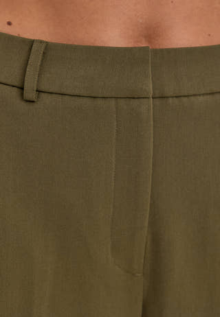 Straight High Waist Suit Trousers Green
