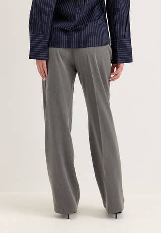Straight High Waist Suit Trousers Grey