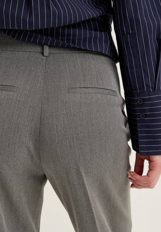 Straight High Waist Suit Trousers Grey
