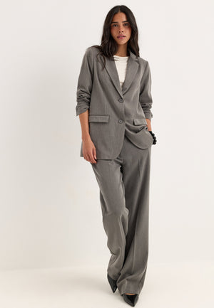 Straight High Waist Suit Trousers Grey