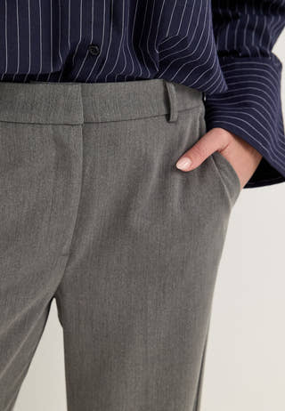 Straight High Waist Suit Trousers Grey
