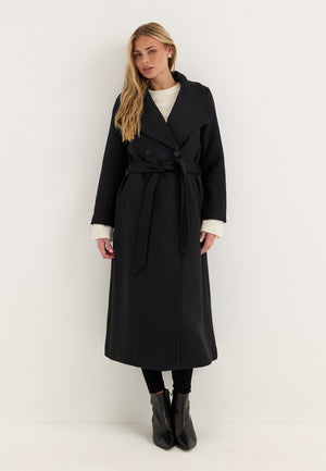 Long Wool Blend Coat Black