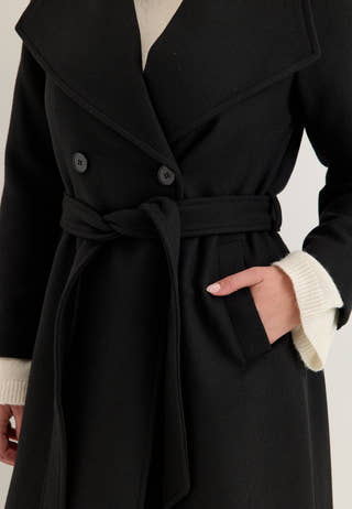Long Wool Blend Coat Black