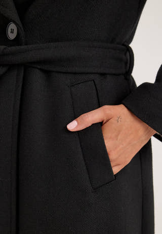 Long Wool Blend Coat Black