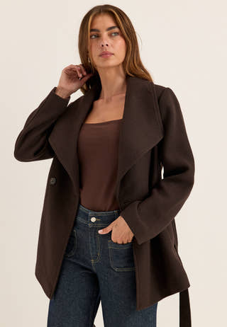 Short Wool Blend Coat White