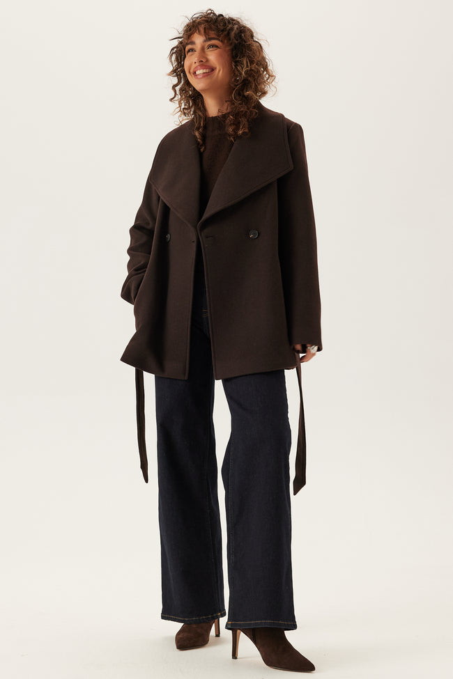 Bubbleroom - BUBBLEROOM - Short Wool Blend Coat Brown