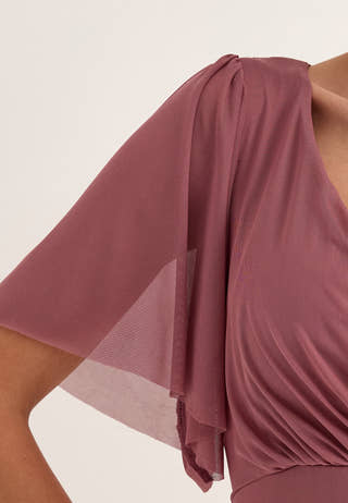 Butterfly Sleeve Mesh Ankle Dress Purple