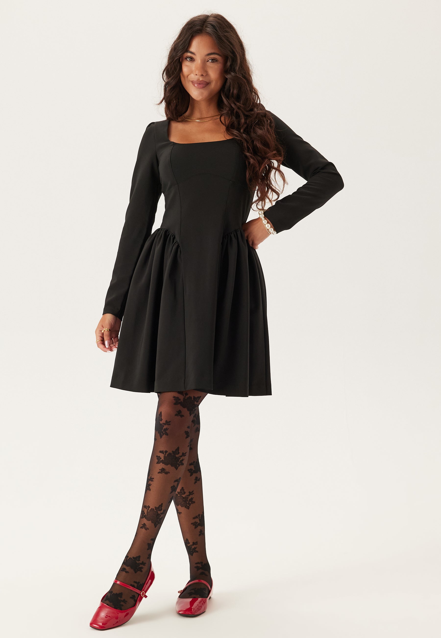 Bubbleroom occasion Volume Skirt Long Sleeve Mini Dress Black Black Bubbleroom occasion Volume Skirt Long Sleeve Mini Dress Black Black
