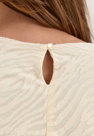 Ruched Puff Sleeve Dress White