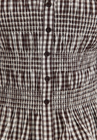 V-neck Cotton Smock Blouse Patterned