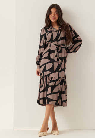Viscose Flounce Shirt Dress