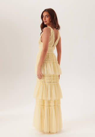 Frill Dotted Tulle Gown