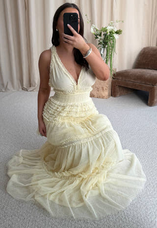 Frill Dotted Tulle Gown