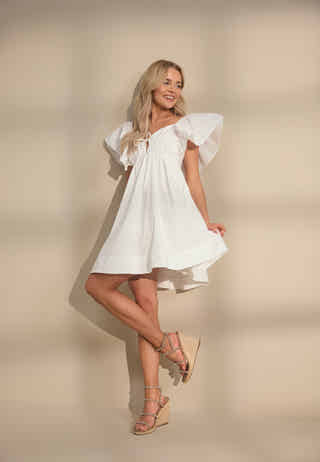 Tie Back Frill Short Dress
