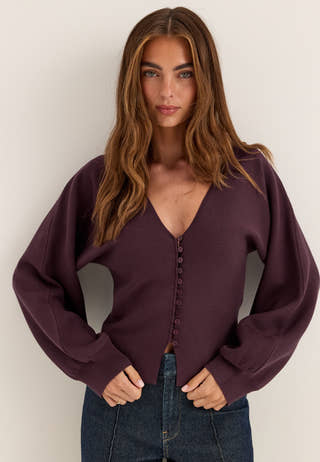 Knitted Cardigan Purple