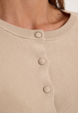 Knitted Peplum Cardigan Beige