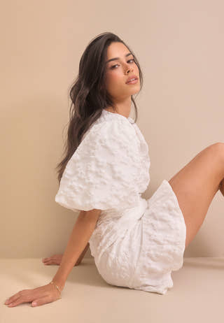 Jacquard Flounce Short Dress